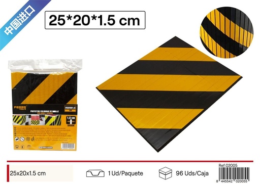 [02005] Protector de parking amarillo y negro 25x20x1.5cm para estacionamientos