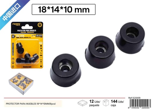 [02009] Protector para muebles de goma 18*14*10 mm (set de 8) - Accesorios para muebles