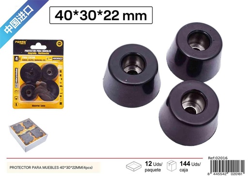 [02016] Protector para muebles de goma 40x30x22mm (4pcs) - Accesorios para mesas