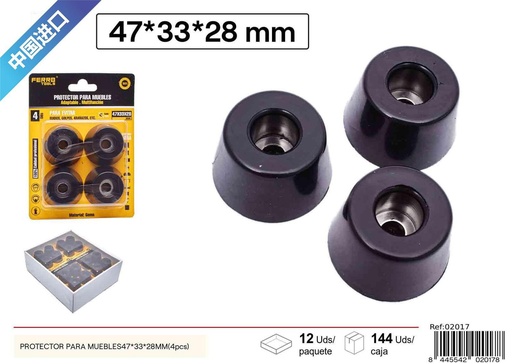 [02017] Protector para muebles con almohadilla 47*33*28 mm (4 piezas) - Ferretería