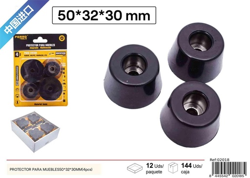 [02018] Protector para muebles con almohadilla 50*32*30 mm (4 piezas) - Ferretería