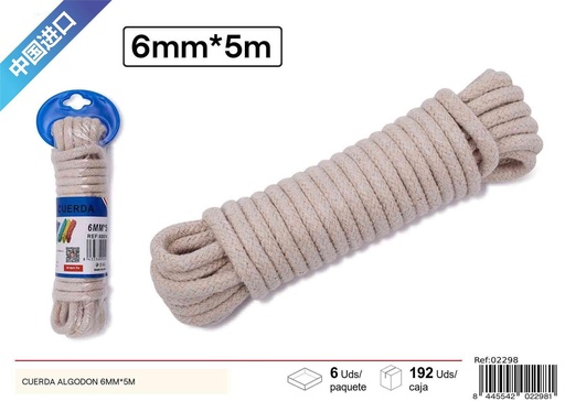 [02298] Cuerda de algodón 6 mm x 5 m - Ferretería y artículos de cuerda