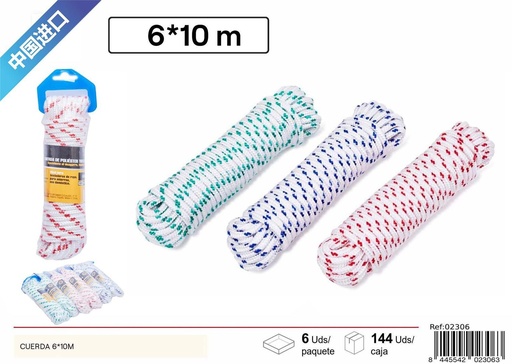 [02306] Cuerda de nylon blanca y azul 6*10m - Herramientas y accesorios de ferretería