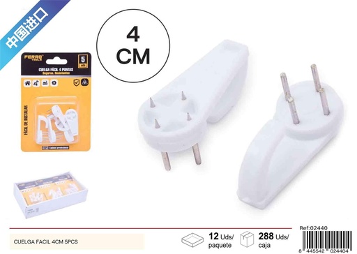 [02440] Cuelga fácil 4 cm 5 pcs - Ferretería y accesorios para la decoración