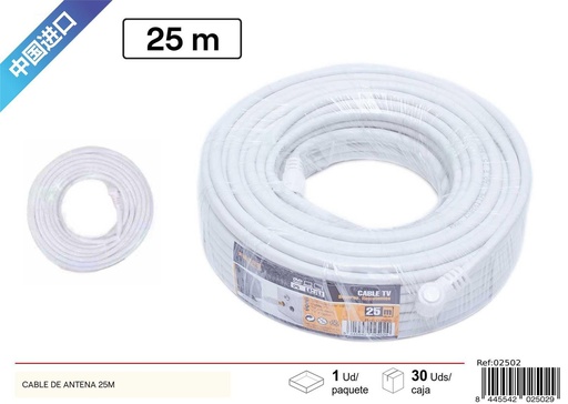[02502] Cable de antena blanco 25 m - Suministros eléctricos