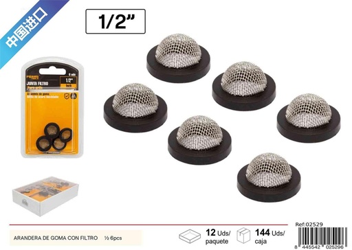 [02529] Arandela de Goma con Filtro ½ 6Pcs - Accesorios de Fontanería