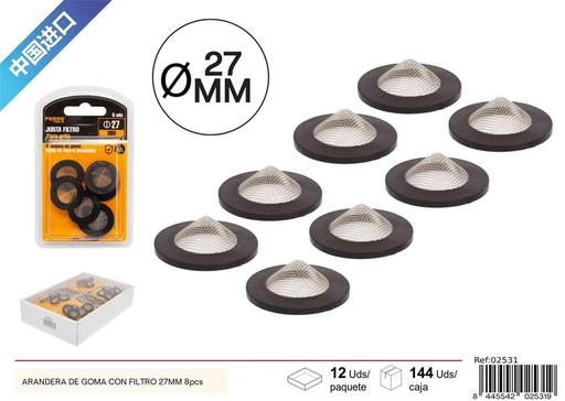 [02531] Arandela de goma con filtro 27 mm 8 pcs - Accesorios de fontanería