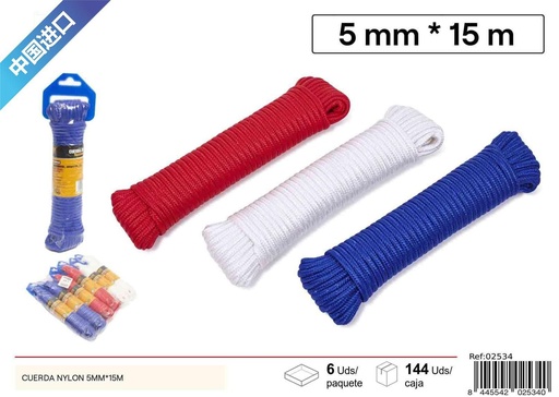 [02534] Cuerda de nylon 5 mm x 15 m - Accesorios de ferretería