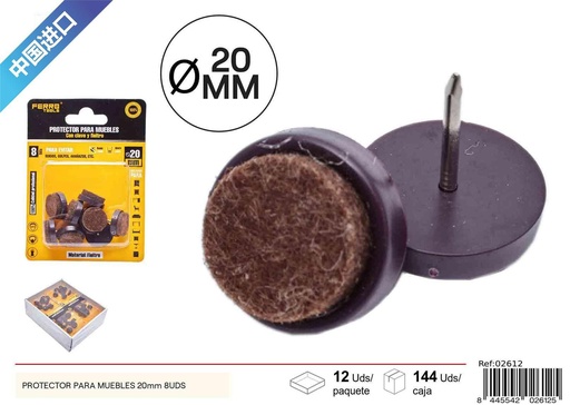[02612] Protector para muebles 20 mm 8 piezas - Accesorios de ferretería