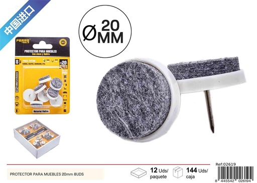 [02619] Protector para muebles 20 mm 8 piezas - Accesorios de ferretería