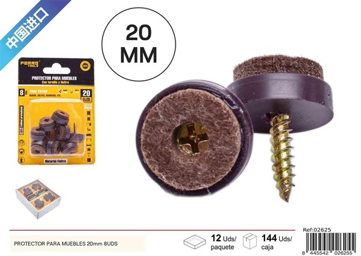 [02625] Protector para muebles de fieltro 20mm 8 pcs - Accesorios de ferretería