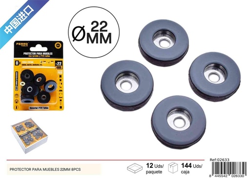[02633] Protector para muebles 22 mm 8 piezas - Accesorios de ferretería