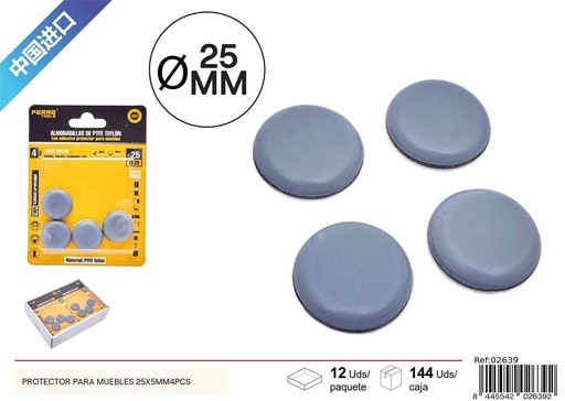 [02639] Protector de muebles autoadhesivo de 25x5mm 4pcs - Ferretería