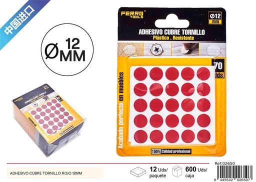 [02650] Adhesivo cubre tornillo rojo 12 mm - Liquidación y ofertas