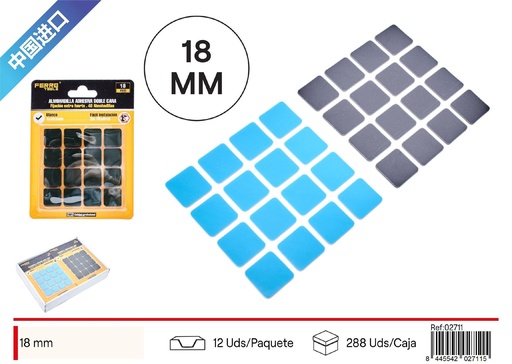 [02711] Pegatinas dobles azules cuadradas 18 mm (48 pcs) - Adhesivos