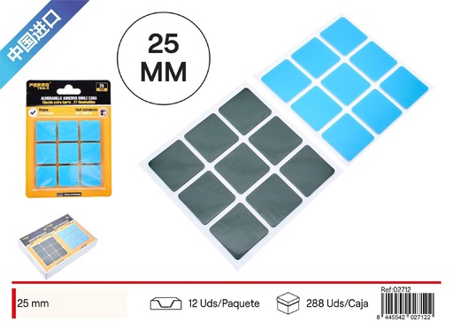 [02712] Pegatinas dobles azules cuadradas 25 mm (27 pcs) - Adhesivos
