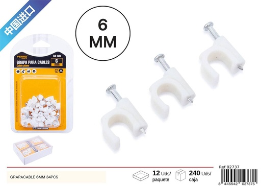 [02737] Grapacable 6 mm 34 pcs - Accesorios de ferretería