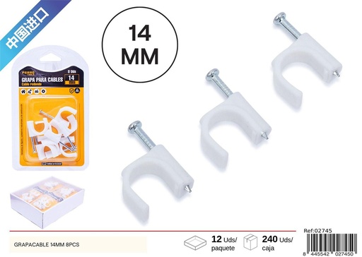 [02745] Grapacable 14 mm 8 pcs - Accesorios de ferretería