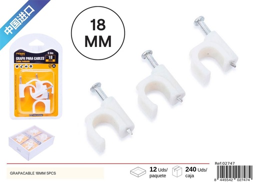 [02747] Grapacable 18 mm 5 pcs - Accesorios de ferretería
