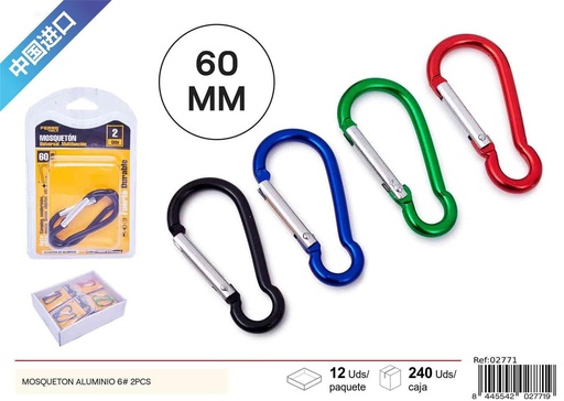 [02771] Mosquetón de Aluminio Color 6# 2Pcs - Accesorios de Ferretería