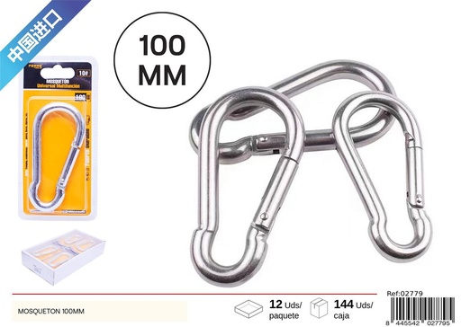 [02779] Mosquetón de hierro galvanizado 10# 100 mm - Ferretería