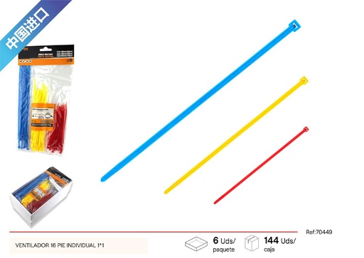 [02781] Bridas de color surtido 2.5x100mm 50 uds, 3.6x150mm 30 uds, 3.6x200mm 20 uds para fijación