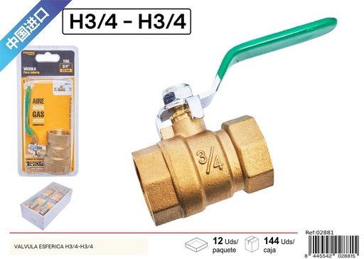 [02881] Válvula esférica de cobre H3/4 - Accesorios de fontanería