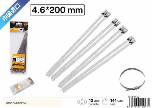 [02917] Brida de acero inoxidable 4.6*200mm (30 piezas) - Accesorios de ferretería