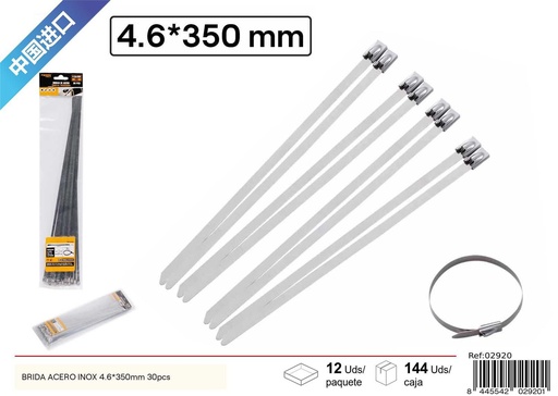[02920] Brida de acero inoxidable 4.6*350mm 30pcs - Accesorios de ferretería