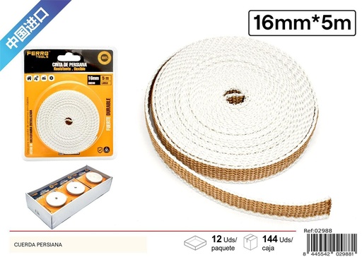 [02988] Cuerda persiana color tierra 16 mm x 5 m - Accesorios de ferretería