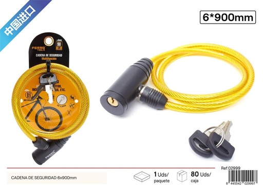 [02999] Cadena de seguridad para bicicleta 6x900mm en varios colores para protección