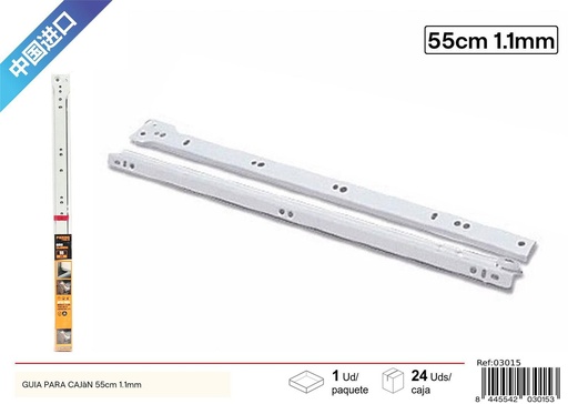 [03015] Guía para cajón 55cm 1.1mm - Accesorios de ferretería