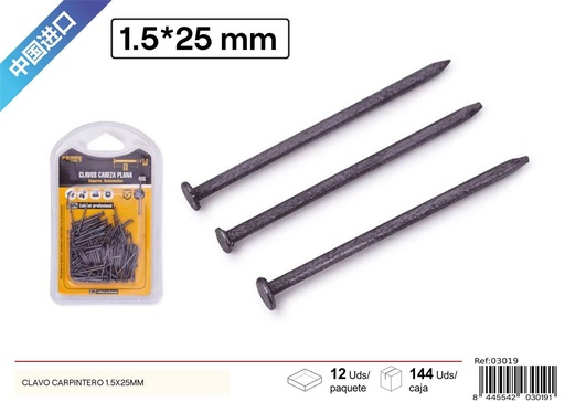 [03019] Clavo carpintero 1.5x25 mm - Accesorios de ferretería