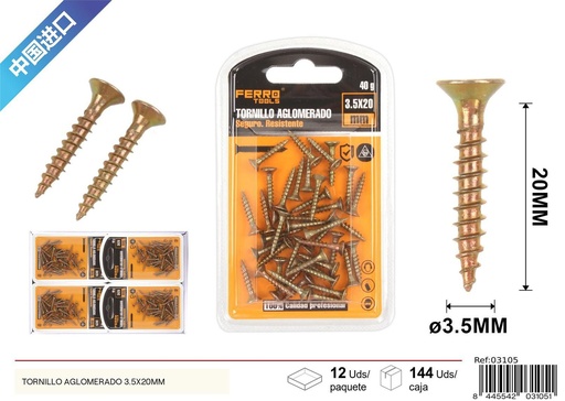 [03105] Tornillo aglomerado 3.5X25 mm - Accesorios de ferretería