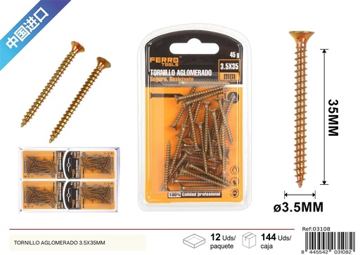 [03108] Tornillo aglomerado 3.5*35mm - Ferretería y tornillos