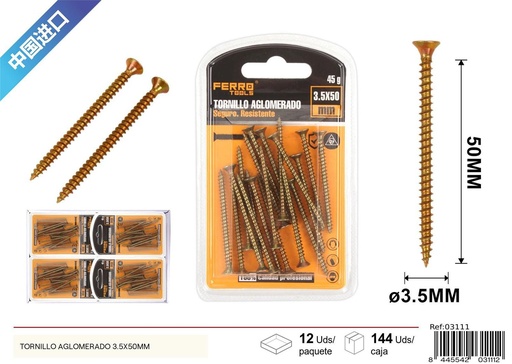 [03111] Tornillo aglomerado 4X16 mm - Accesorios de ferretería
