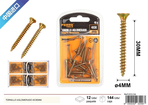 [03116] Tornillo aglomerado 4*40 mm - Accesorios de ferretería