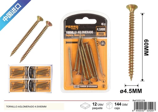 [03129] Tornillo aglomerado 5X40 mm - Accesorios de ferretería