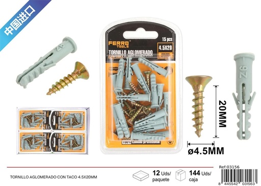 [03156] Tornillo aglomerado con taco 4.5X50 mm - Accesorios de ferretería
