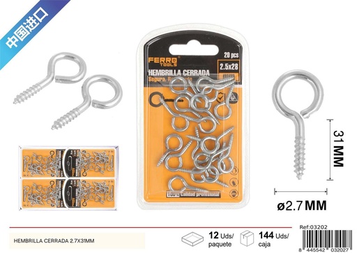 [03202] Hembrilla cerrada 2.7x31mm - Accesorios de ferretería