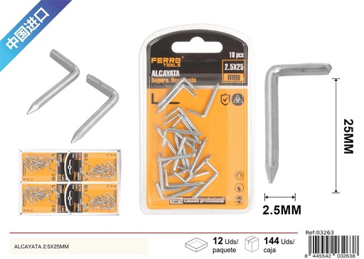 [03263] Alcayata 2.5x25mm - Accesorios de ferretería