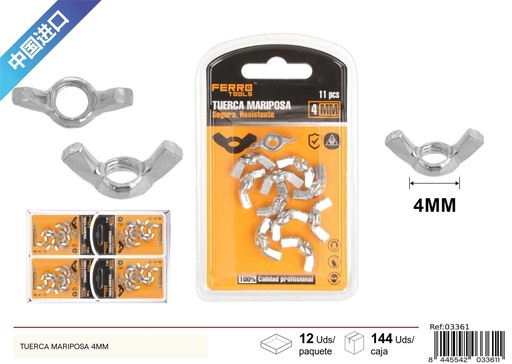 [03361] Tuerca mariposa 4mm - Accesorios de ferretería
