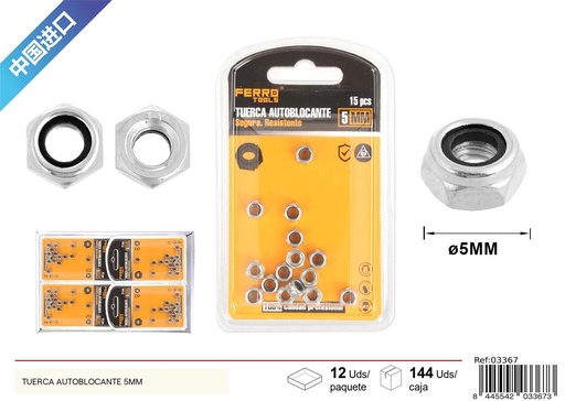 [03367] Tuerca autoblocante 5mm - Accesorios de ferretería