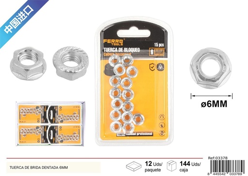 [03378] Tuerca de brida dentada 6mm - Accesorios de ferretería