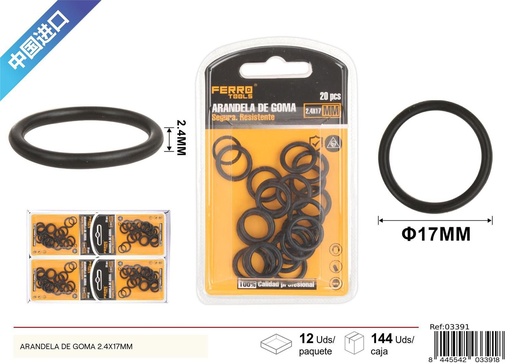 [03391] Arandela de goma negra 2.4x17mm - Accesorios de ferretería