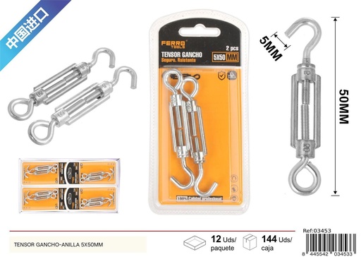 [03453] Tensor gancho-anilla 5x50mm - Accesorios de ferretería