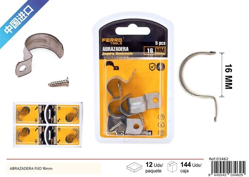 [03462] Abrazadera fija 16mm, accesorios de ferretería