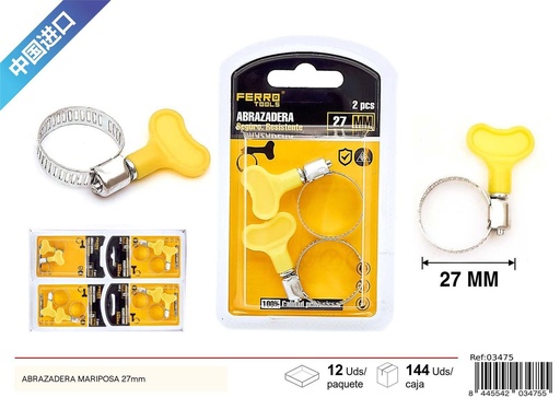 [03475] Abrazadera mariposa 27mm - Accesorios de ferretería