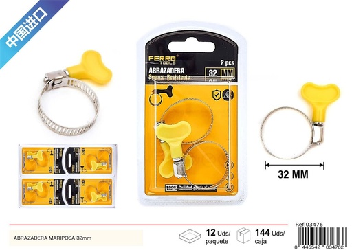 [03476] Abrazadera mariposa 32 mm - Accesorios de ferretería