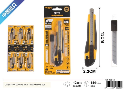 [03542] Cúter profesional SK5 9mm 5 hojas - Herramientas de ferretería